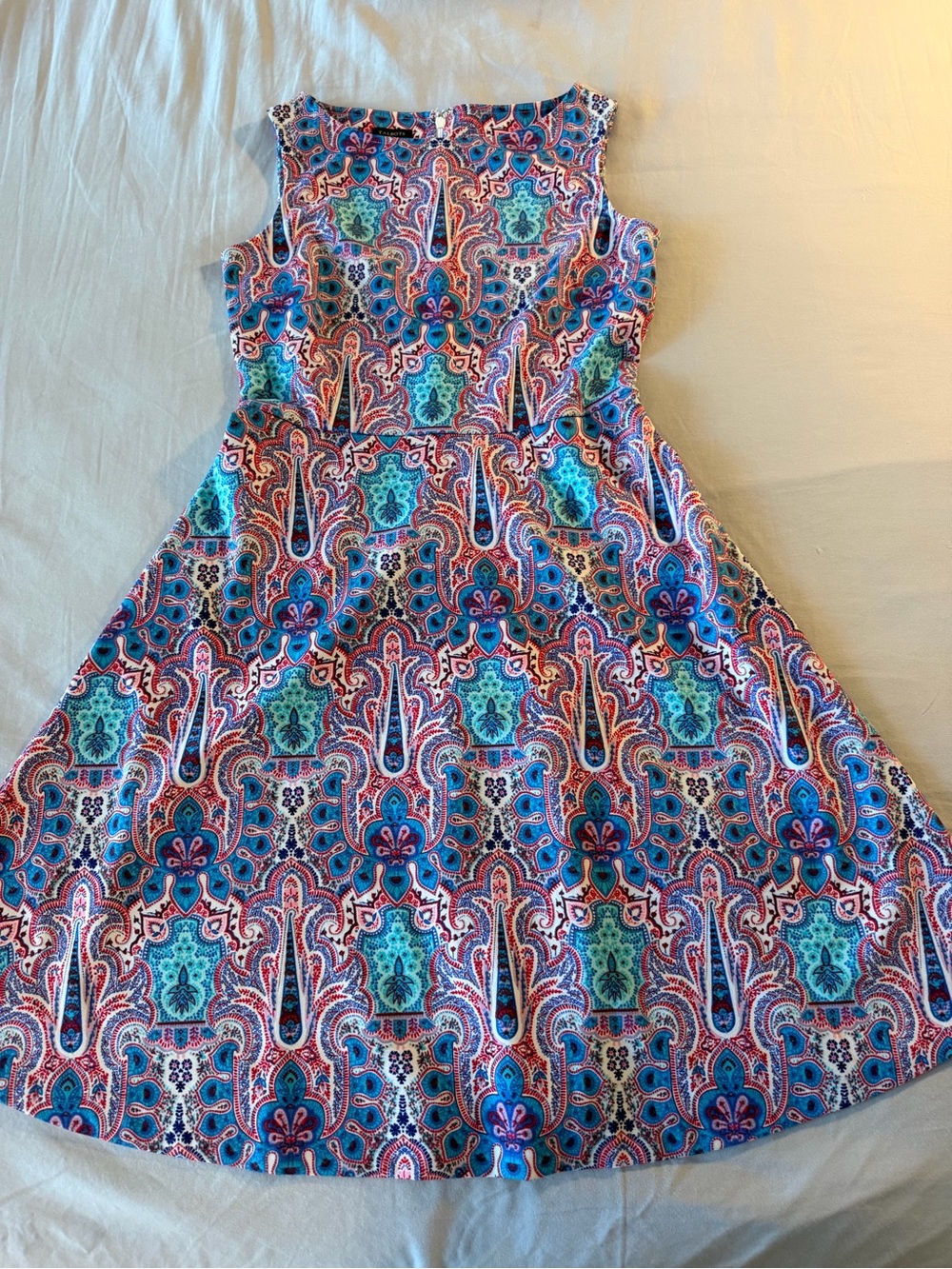 Talbots Sleeveless Paisley Dress in Blue, Teal & Pink